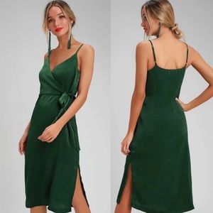 Lulu’s Green Silky Wrap Dress